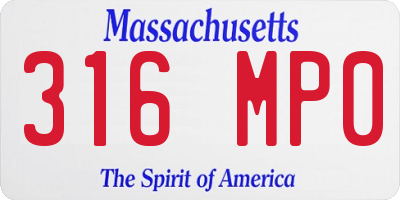 MA license plate 316MP0