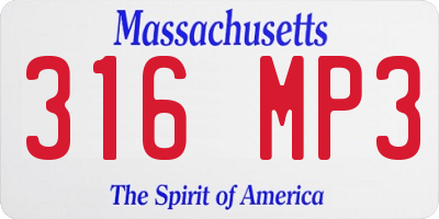 MA license plate 316MP3