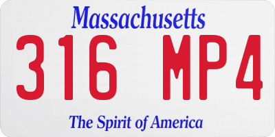 MA license plate 316MP4