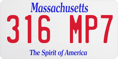 MA license plate 316MP7