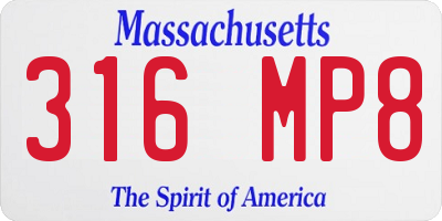 MA license plate 316MP8
