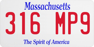 MA license plate 316MP9