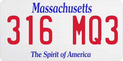 MA license plate 316MQ3