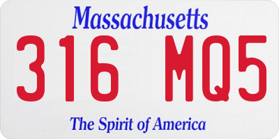 MA license plate 316MQ5