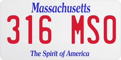 MA license plate 316MS0