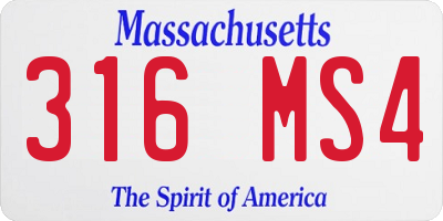 MA license plate 316MS4