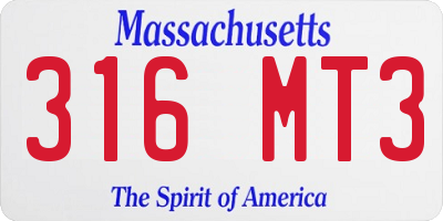 MA license plate 316MT3
