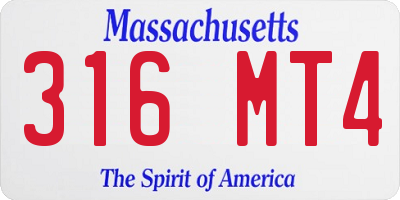 MA license plate 316MT4