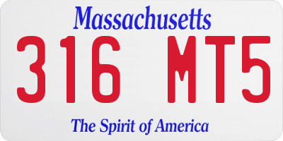 MA license plate 316MT5