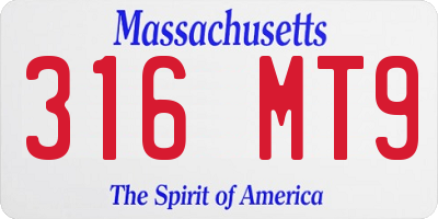 MA license plate 316MT9