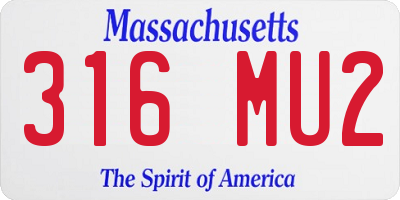 MA license plate 316MU2