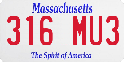 MA license plate 316MU3