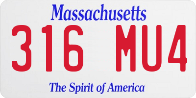 MA license plate 316MU4