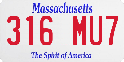 MA license plate 316MU7