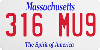 MA license plate 316MU9