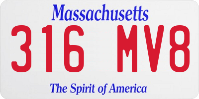 MA license plate 316MV8