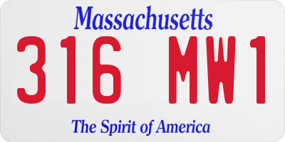 MA license plate 316MW1