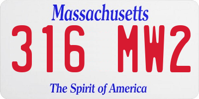 MA license plate 316MW2