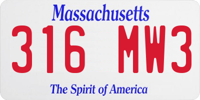 MA license plate 316MW3