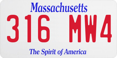MA license plate 316MW4