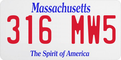 MA license plate 316MW5
