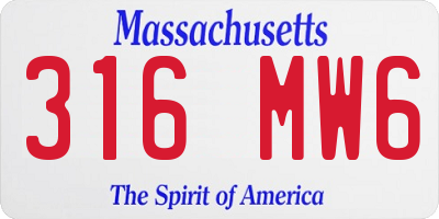 MA license plate 316MW6