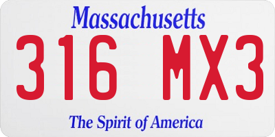 MA license plate 316MX3