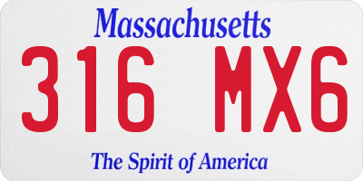 MA license plate 316MX6