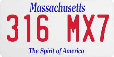 MA license plate 316MX7