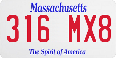 MA license plate 316MX8