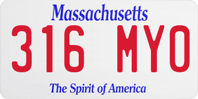 MA license plate 316MY0