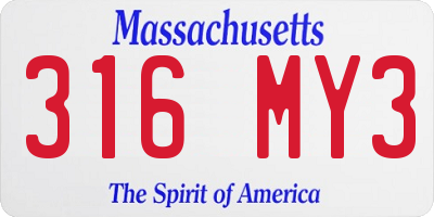 MA license plate 316MY3