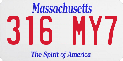 MA license plate 316MY7