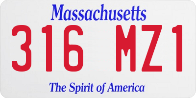 MA license plate 316MZ1