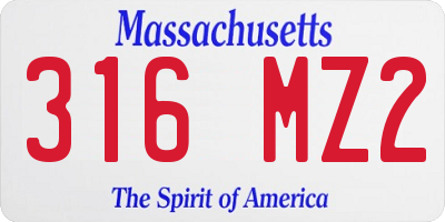 MA license plate 316MZ2