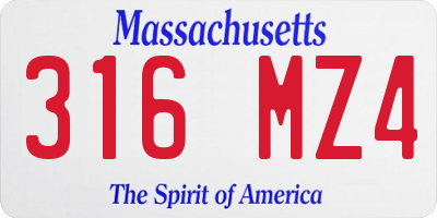 MA license plate 316MZ4