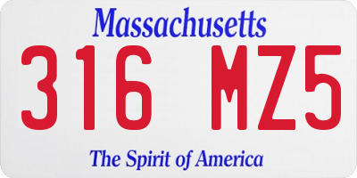MA license plate 316MZ5