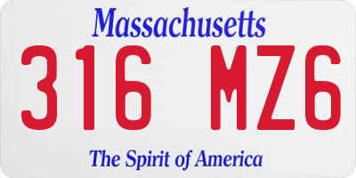 MA license plate 316MZ6