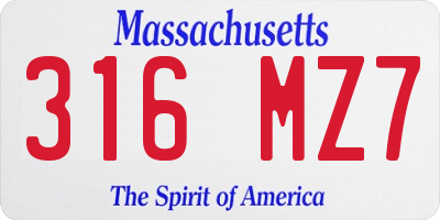 MA license plate 316MZ7