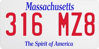 MA license plate 316MZ8