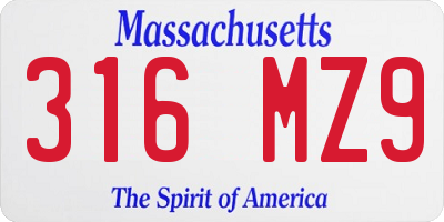 MA license plate 316MZ9