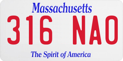 MA license plate 316NA0