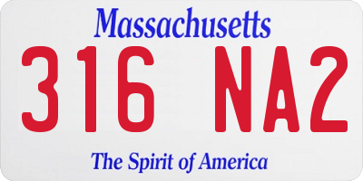 MA license plate 316NA2