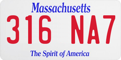MA license plate 316NA7