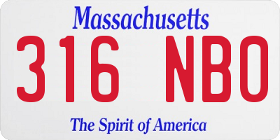 MA license plate 316NB0