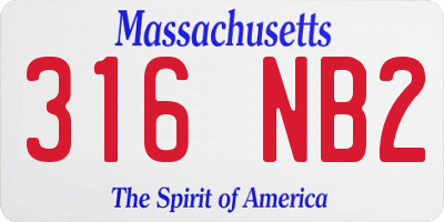 MA license plate 316NB2