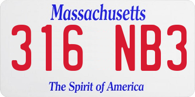 MA license plate 316NB3