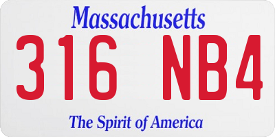 MA license plate 316NB4