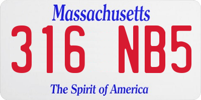 MA license plate 316NB5