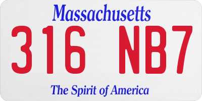 MA license plate 316NB7